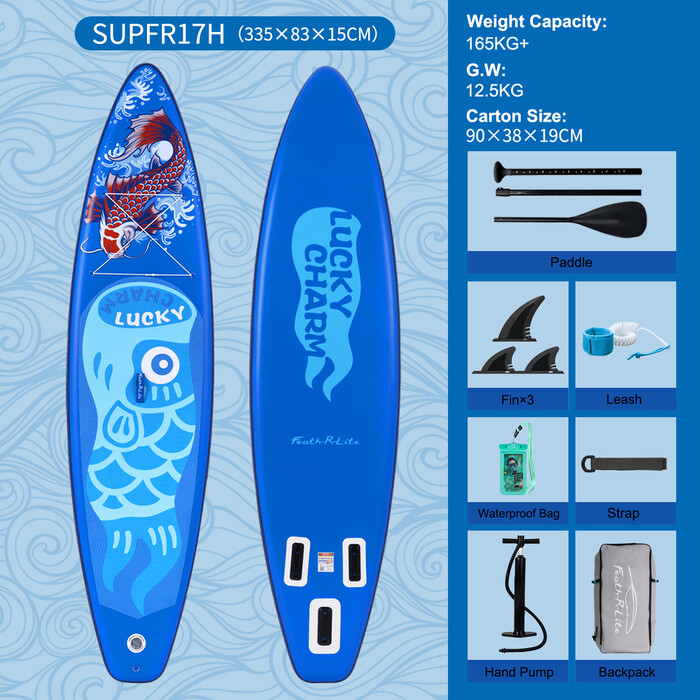 Oppustelig Surfing Paddle Board 11' - Heldig blå