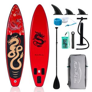 Oppustelig Surfing Paddle Board 11' - Rød Drage
