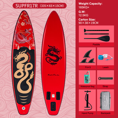 Oppustelig Surfing Paddle Board 11' - Rød Drage